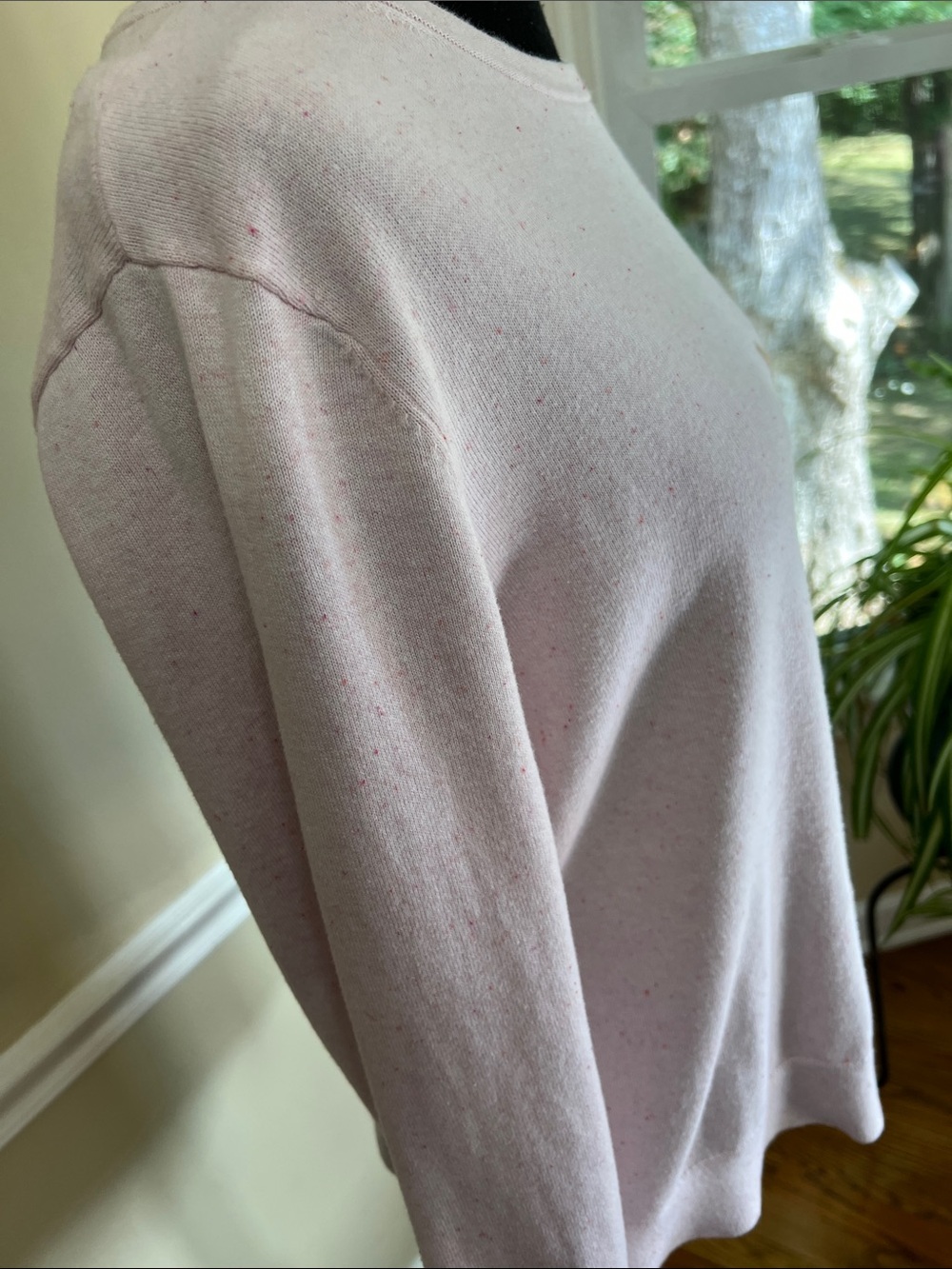 Lands' End long Sleeve Cotton pullover sweater top Pink Large Like New - Picture 3 of 9